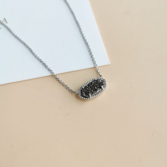 Kendra Scott Elisa Collection. Silver Platinum Drusy Necklace - Picture 3 of 3